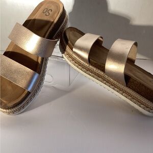 SO Women's Metallic Slide Sandals